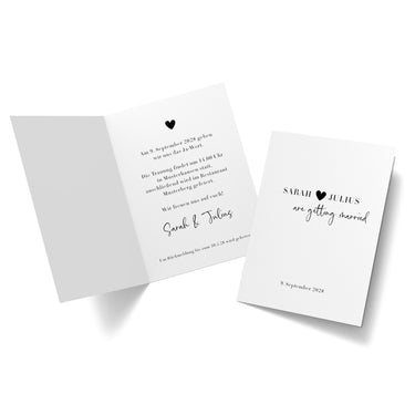 Elegante Hochzeitskarte mit Namen & Datum, minimalistisches Design für individuelle Einladungen