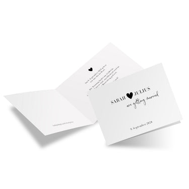 Personalisierte Hochzeitskarte mit Namen und Datum, minimalistisches Design für besondere Anlässe
