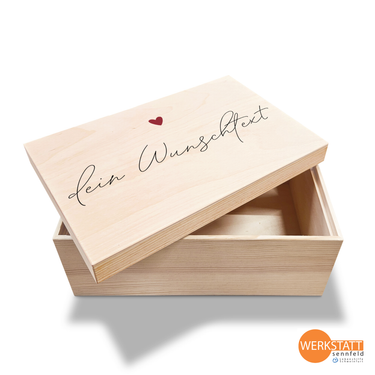 Erinnerungsbox mit Wunschtext und Fotos