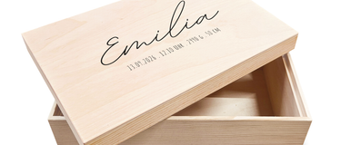 Erinnerungsbox Baby aus Holz mit Wunschname