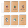 Weihnachtskarten Set mit Santa, Tannenbaum, Lebkuchenmann, Schneemann, Geschenk & Christbaumschmuck – Frohe Weihnachten