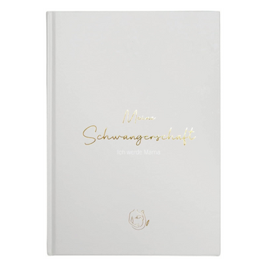 Meine Schwangerschaft – Ich werde Mama: elegantes Erinnerungsbuch mit goldener Schrift und Baby-Motiv