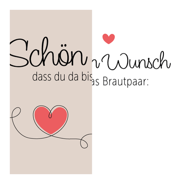 50 Bierdeckel Eckig Hochzeit "Schön, dass Du da bist..." / Wunsch - Beige & Herz