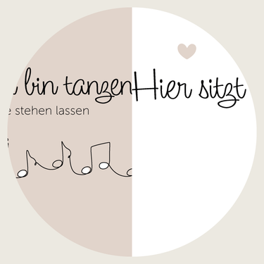 50 Bierdeckel Rund Hochzeit "Ich bin tanzen..." / "Hier sitzt" - Beige