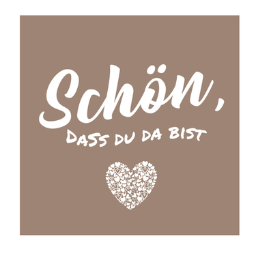 50 Bierdeckel Eckig "Schön, dass Du da bist..." - Beige
