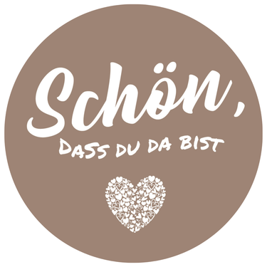 50 Bierdeckel Rund "Schön, dass Du da bist..." - Beige