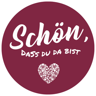 50 Bierdeckel Rund "Schön, dass Du da bist..." - Weinrot