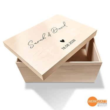 Erinnerungsbox Hochzeit mit Wunschname groß - Motiv Herz