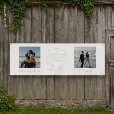 Hochzeitsbanner personalisiert - "Just Married" Auto