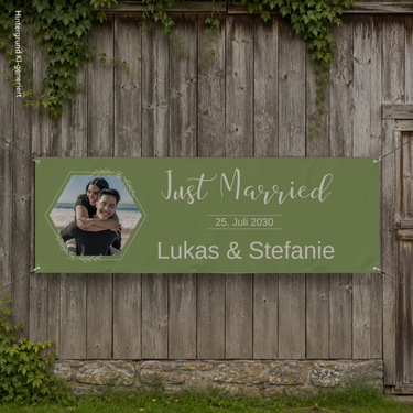 Hochzeitsbanner personalisiert - "Just Married" Grün