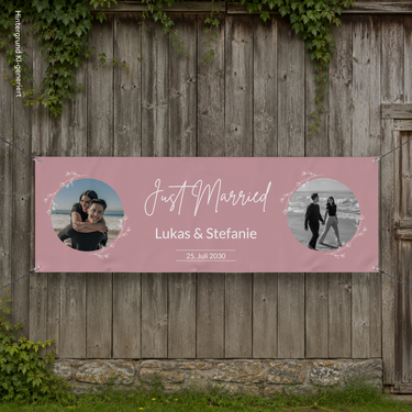 Hochzeitsbanner personalisiert - "Just Married" Blumen