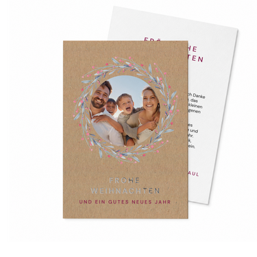 Weihnachtskarte "Beerenkranz" - Postkarte hoch