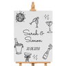 Willkommensschild Hochzeit mit Namen  und Datum im modernen Design mit süßen Illustrationen