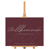 Willkommensschild Hochzeit mit Namen und Datum im modernen Design - weinrot