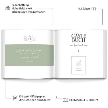 LEAF & GOLD Gästebuch Hochzeit Greenery - Cupcakes & Kisses